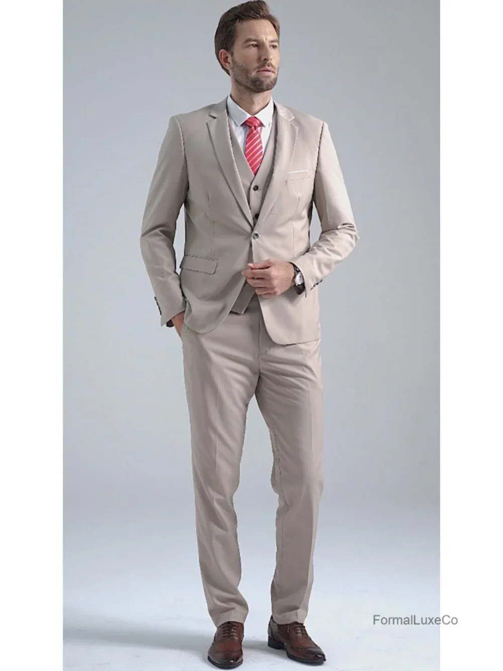 Men's 3 Piece Slim Fit Suit Set with Tie Jacket Vest Pants Wedding Business Prom